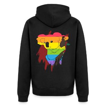 LGBT Schwul Gay Pride CSD Lesbe Homosexuell Lesbe - Unisex Premium Bio Zip Hoodie - Schwarz - Hinten - Nico (187cm)
