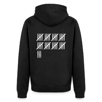 43 Geburtstag Strichliste - 43 Jahre alt - Unisex Premium Bio Zip Hoodie - Schwarz - Hinten - Nico (187cm)