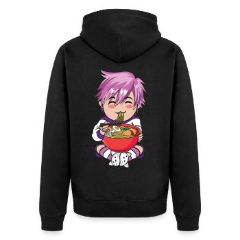 Anime Femboy Eating Japonais Ramen Food Chibi - Veste à capuche bio Premium Unisexe - noir - Dos - Nico (187cm)