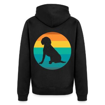 Hund Beagle Beagles Retro Vintage - Unisex Premium Bio Zip Hoodie - Schwarz - Hinten - Nico (187cm)