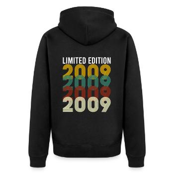 Vintage Limited Edition 2009 Anniversaire de naissance - Veste à capuche bio Premium Unisexe - noir - Dos - Nico (187cm)