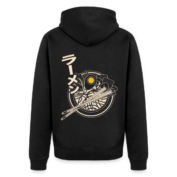 ramen - Unisex Premium Organic Zip Hoodie - black - Back - Nico (187cm)