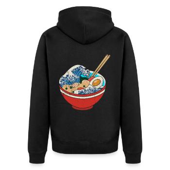 ramen - Unisex Premium Organic Zip Hoodie - black - Back - Nico (187cm)