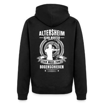 Bogenschießen - Unisex Premium Bio Zip Hoodie - Schwarz - Hinten - Nico (187cm)
