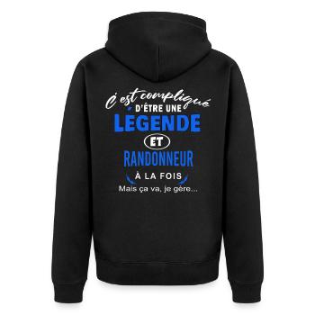 humour Légende et RANDONNEUR cadeau - Veste à capuche bio Premium Unisexe - noir - Dos - Nico (187cm)