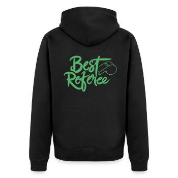BEST Referee Referee Judge - Unisex Premium Organic Zip Hoodie - black - Back - Nico (187cm)