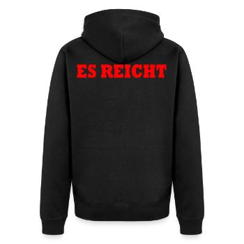 ES REICHT - Unisex Premium Bio Zip Hoodie - Schwarz - Hinten - Nico (187cm)