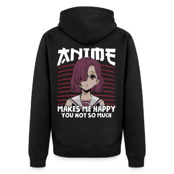 Anime Makes Me Happy You Not So Much Anime Waifu - Unisex Premium Organic Zip Hoodie - black - Back - Nico (187cm)