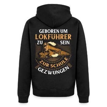 Modelleisenbahn Lokführer Bahnhof Modellbau S-Bahn - Unisex Premium Bio Zip Hoodie - Schwarz - Hinten - Nico (187cm)