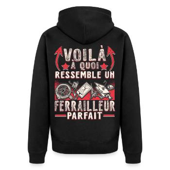 Ferrailleur Humour Ferraille - Veste à capuche bio Premium Unisexe - noir - Dos - Nico (187cm)