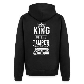 Camping King Of The Camper - Unisex Premium Organic Zip Hoodie - black - Back - Nico (187cm)