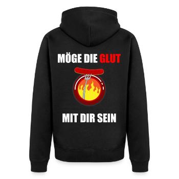 Grillen Grillmeister Möge die Glut Mit Dir Sein - Unisex Premium Bio Zip Hoodie - Schwarz - Hinten - Nico (187cm)