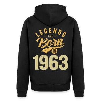 Legenden werden 1963 Geburtstag geboren - Unisex Premium Bio Zip Hoodie - Schwarz - Hinten - Nico (187cm)