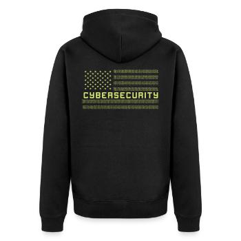 CYBERSECURITY Cybersecurity US Flag - Unisex Premium Organic Zip Hoodie - black - Back - Nico (187cm)