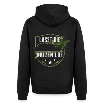 Panzer - Unisex Premium Bio Zip Hoodie - Schwarz - Hinten - Nico (187cm)