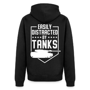 Panzer Tshirt armée armée soldats tankfahrer - Veste à capuche bio Premium Unisexe - noir - Dos - Nico (187cm)
