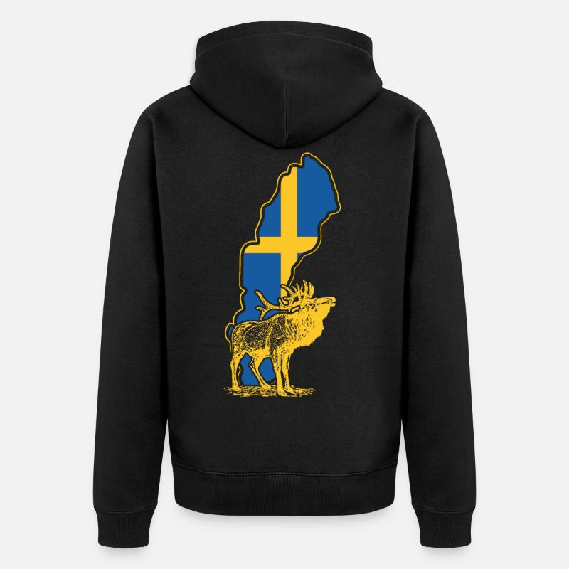 Schweden Tshirt Elch - Unisex Premium Bio Zip Hoodie - Schwarz