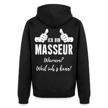 Masseur - Unisex Premium Bio Zip Hoodie - Schwarz - Hinten - Nico (187cm)