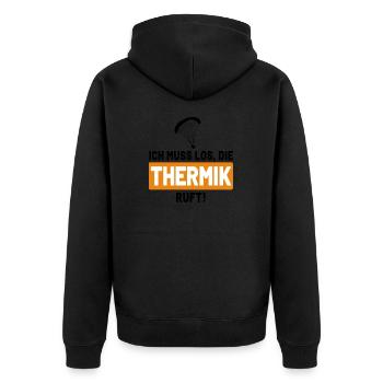 Ich muss los, die Thermik ruft - Unisex Premium Bio Zip Hoodie - Schwarz - Hinten - Nico (187cm)