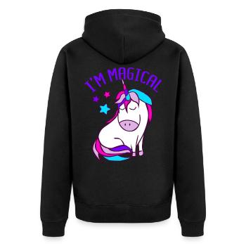 Unicorn Unicorn Magic - Unisex Premium Organic Zip Hoodie - black - Back - Nico (187cm)