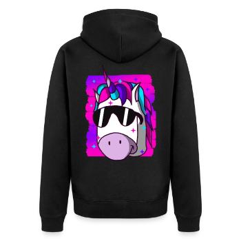 Einhorn - Unisex Premium Bio Zip Hoodie - Schwarz - Hinten - Nico (187cm)