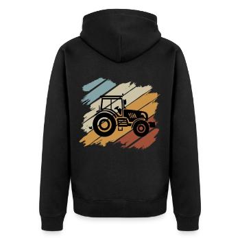 Tractor Gift Agriculture Field Work - Unisex Premium Organic Zip Hoodie - black - Back - Nico (187cm)