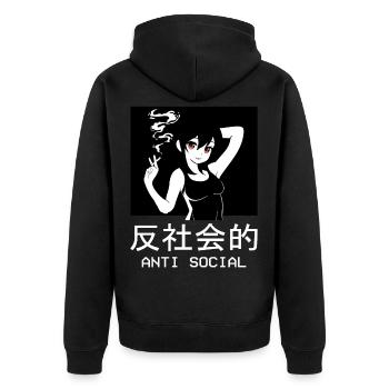 Antisocial Anime Girl Waifu Japanese Manga Weeb - Veste à capuche bio Premium Unisexe - noir - Dos - Nico (187cm)
