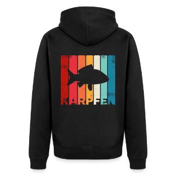 Karpfen Karpfenangeln Retro - Unisex Premium Bio Zip Hoodie - Schwarz - Hinten - Nico (187cm)