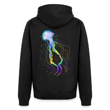 Colorful Ocean Jellyfish - Psychedelic Jellyfish - Unisex Premium Organic Zip Hoodie - black - Back - Nico (187cm)