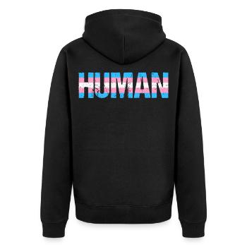 Mensch Trans Trans Pride Month LGBTQ Transgender - Unisex Premium Bio Zip Hoodie - Schwarz - Hinten - Nico (187cm)