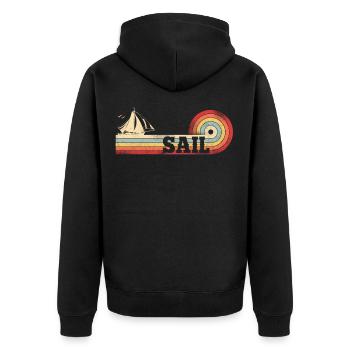 Sailing Sail Sailboat Vintage - Unisex Premium Bio Zip Hoodie - Schwarz - Hinten - Nico (187cm)