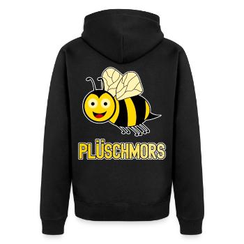 Plattdeutsch Hummeln Plüschmors - Unisex Premium Bio Zip Hoodie - Schwarz - Hinten - Nico (187cm)