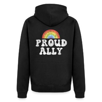 LGBT Pride Rainbow Proud Ally - Unisex Premium Organic Zip Hoodie - black - Back - Nico (187cm)