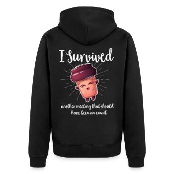 Office Humor Meeting Employee Meeting Coffee - Unisex Premium Organic Zip Hoodie - black - Back - Nico (187cm)