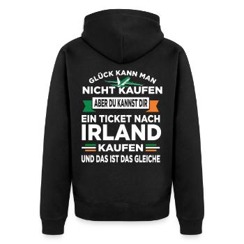 Irische Flagge Irisch Ireland Iren Irland - Unisex Premium Bio Zip Hoodie - Schwarz - Hinten - Nico (187cm)