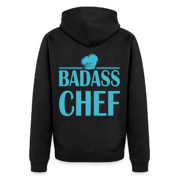 Koch Köche Küchenchef Hobbykoch Geschenk - Unisex Premium Bio Zip Hoodie - Schwarz - Hinten - Nico (187cm)