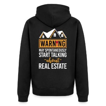 Realtor Warning May Start Talking - Veste à capuche bio Premium Unisexe - noir - Dos - Nico (187cm)