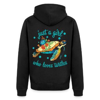 Just A Girl Who Loves Turtles Schildkröte - Unisex Premium Bio Zip Hoodie - Schwarz - Hinten - Nico (187cm)