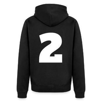 Numéro 2 Monogramme en majuscules - Veste à capuche bio Premium Unisexe - noir - Dos - Nico (187cm)