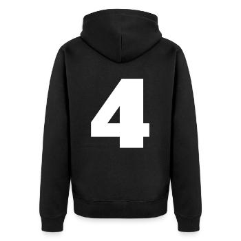 Numéro 4 Monogramme en majuscules - Veste à capuche bio Premium Unisexe - noir - Dos - Nico (187cm)
