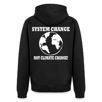 system change not climate change - Unisex Premium Bio Zip Hoodie - Schwarz - Hinten - Nico (187cm)