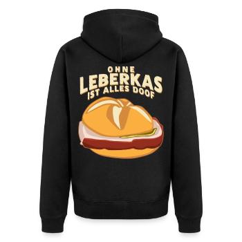 Leberkäse Leberkäsesemmel Leberkas - Unisex Premium Bio Zip Hoodie - Schwarz - Hinten - Nico (187cm)
