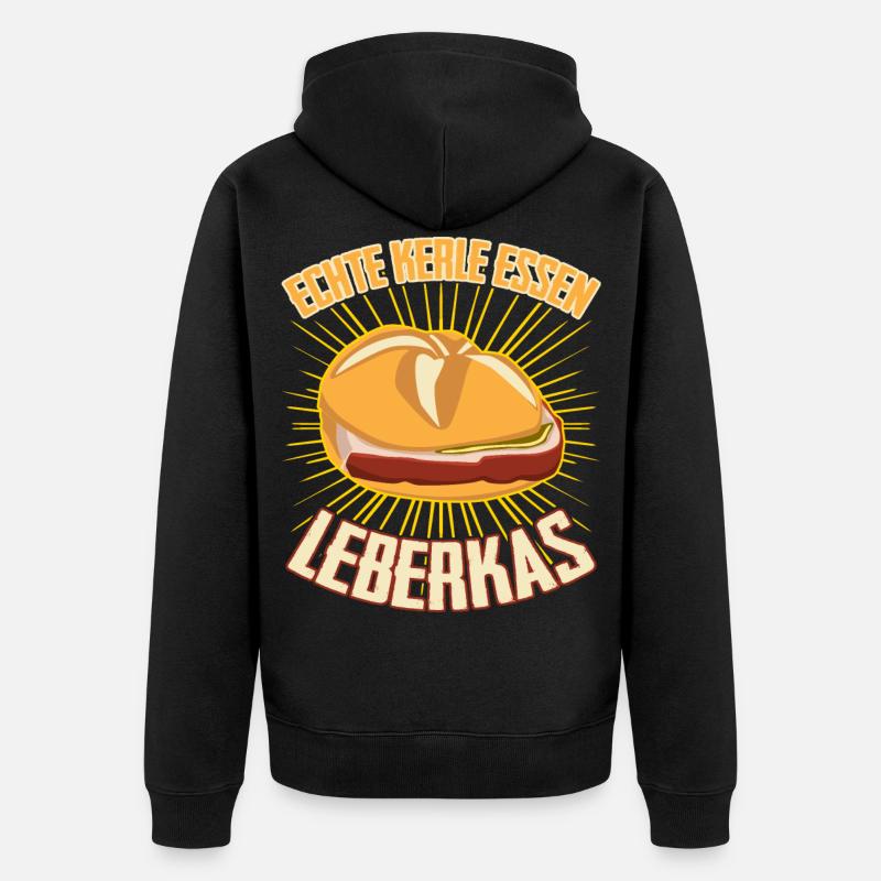 Leberkäse Echte Kerle essen Leberkas - Unisex Premium Bio Zip Hoodie - Schwarz