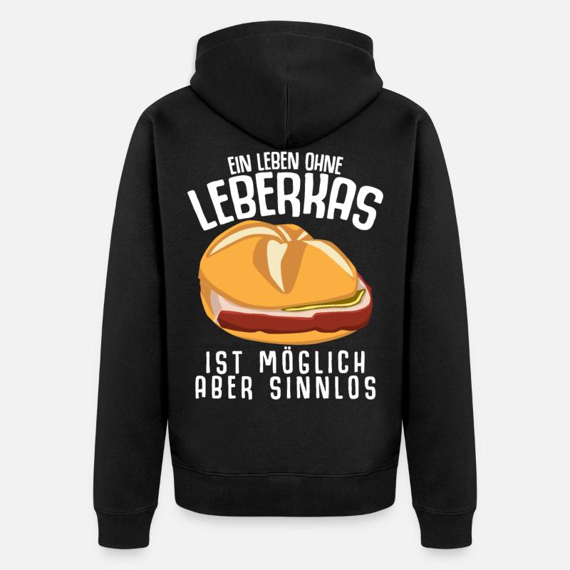 Leberkäse Fleischäse Leberkas - Unisex Premium Bio Zip Hoodie - Schwarz