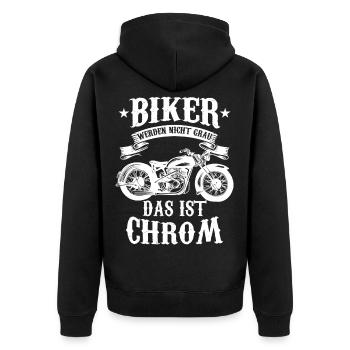 Motorrad - Unisex Premium Bio Zip Hoodie - Schwarz - Hinten - Nico (187cm)
