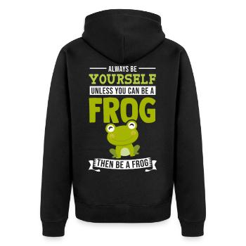 Frosch Tshirt Kröte Kaulquappe Laubfrosch Frog - Unisex Premium Bio Zip Hoodie - Schwarz - Hinten - Nico (187cm)
