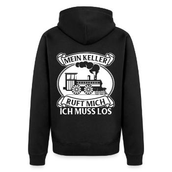 Modelleisenbahn Lokführer Bahnhof Modellbau S-Bahn - Unisex Premium Bio Zip Hoodie - Schwarz - Hinten - Nico (187cm)