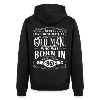 Birthday 1962 Party Alter Established Year of construction - Unisex Premium Organic Zip Hoodie - black - Back - Nico (187cm)