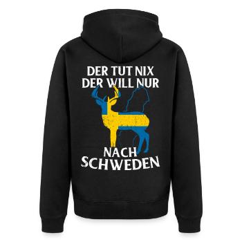Schweden - Unisex Premium Bio Zip Hoodie - Schwarz - Hinten - Nico (187cm)