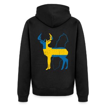 Schweden - Unisex Premium Bio Zip Hoodie - Schwarz - Hinten - Nico (187cm)